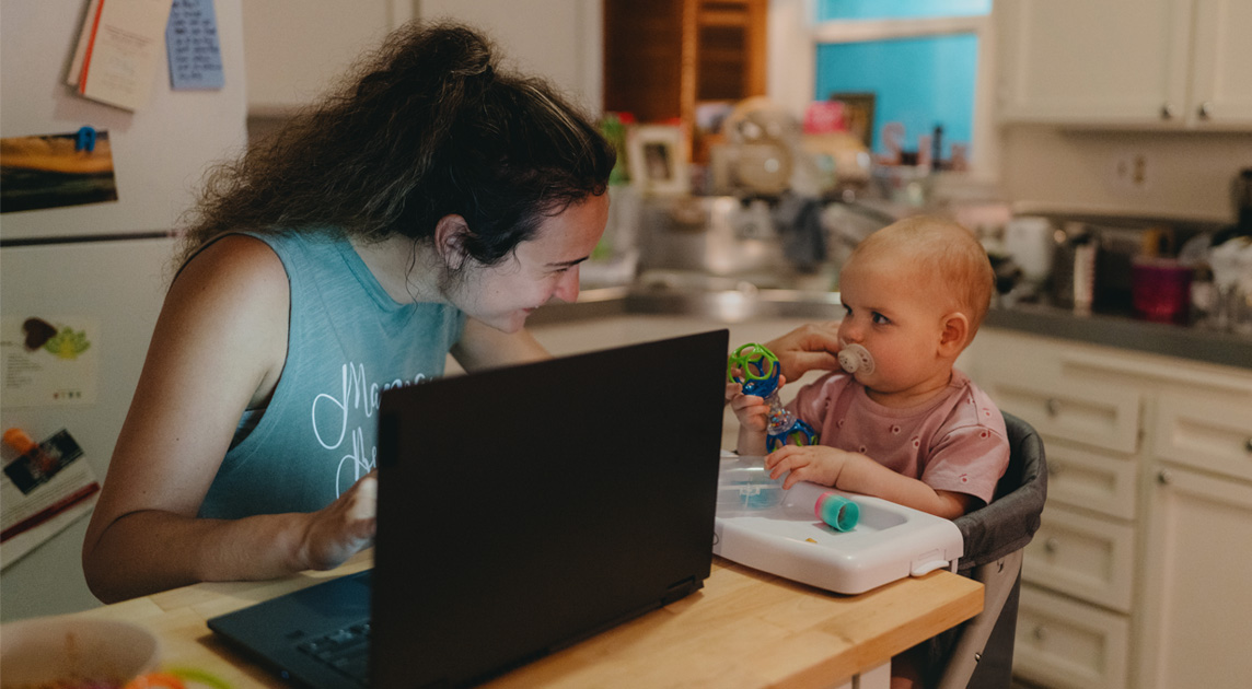 Mom and child in kitchen