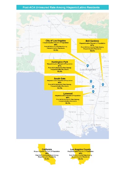 map of latino enrollment by region in LA county
