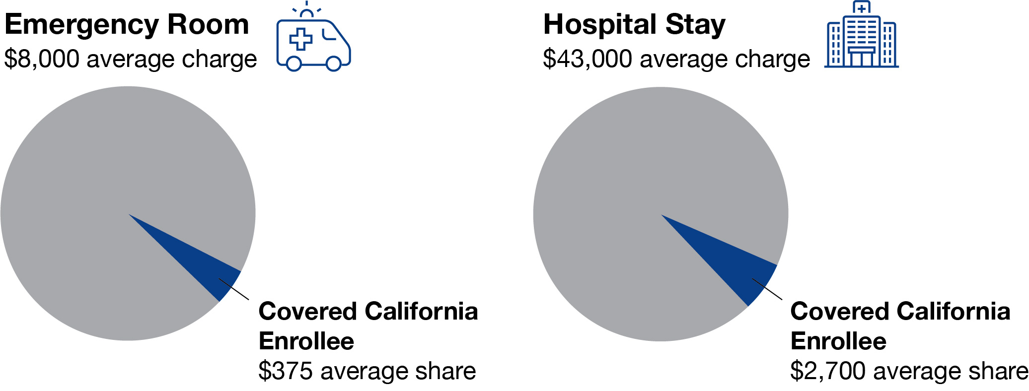 pie charts showing share of enrollee costs