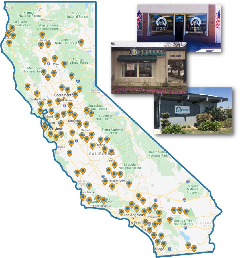 Map of California showing locations of storefronts across the state